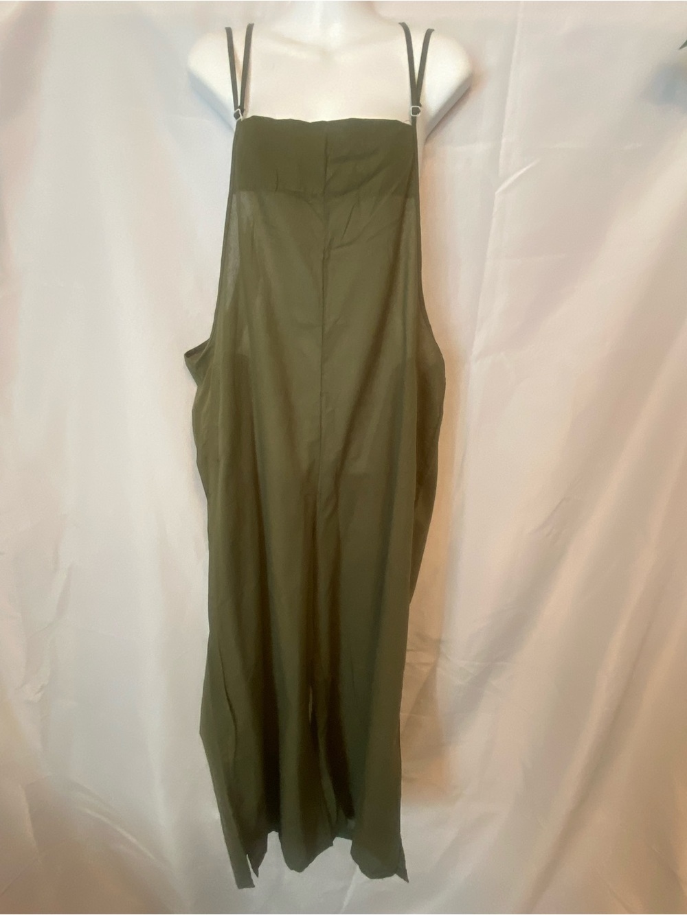 NWOT Amazon Olive Green Wide-Leg Lightweight Jumpsuit with Adjustable Straps